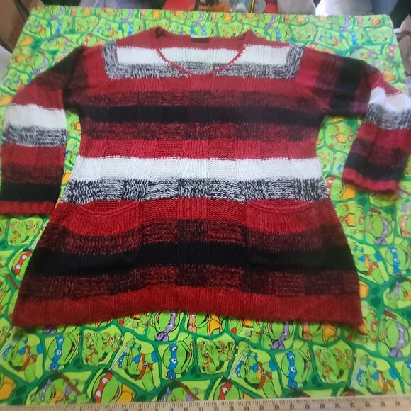 Bobbie Brooks Womens Plus Sweater Size 3X Colorblock V-Neck Pockets Multicolor - Picture 1 of 10